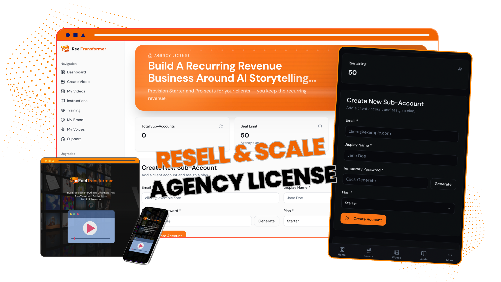 Agency License dashboard mockup