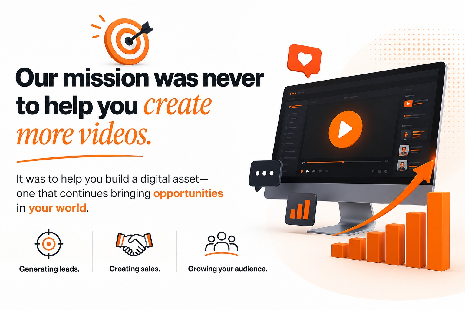 Our mission: build a digital asset that generates leads, creates sales, and grows your audience