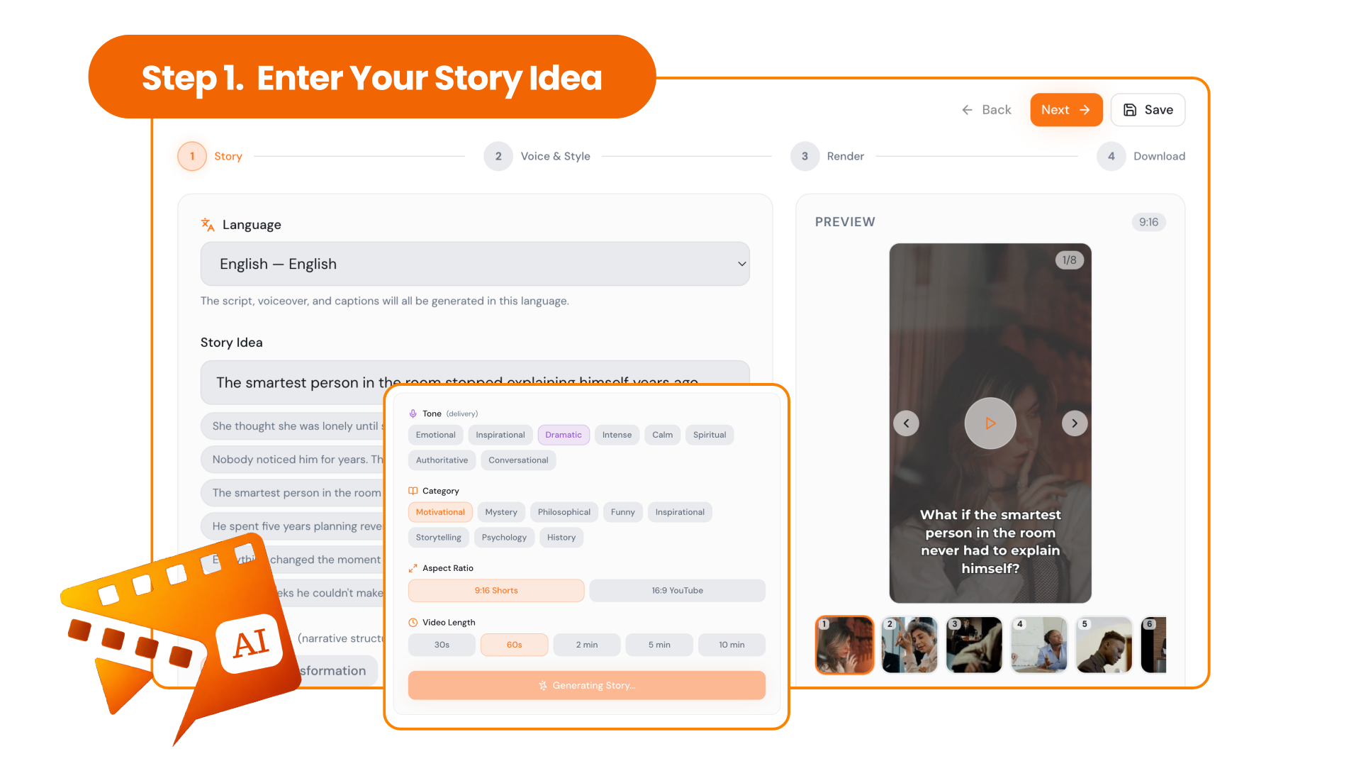 STEP 1 — Enter Your Story Idea