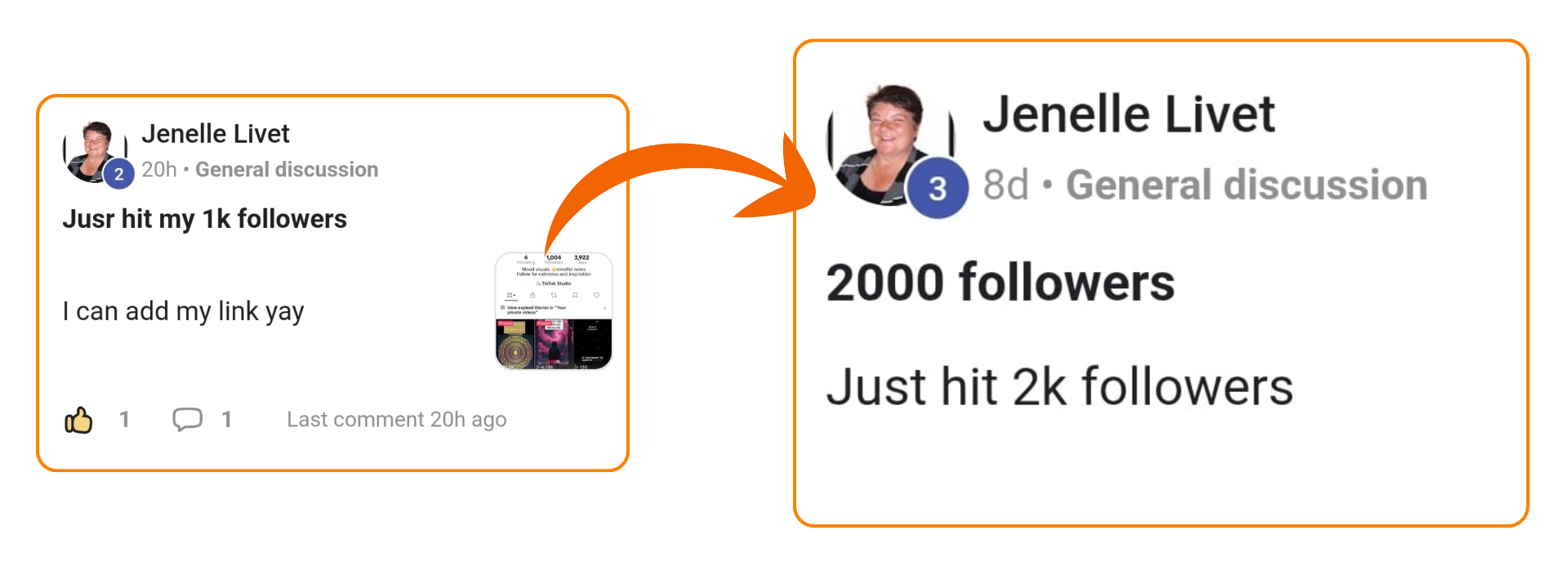 Jenelle Livet — from 1k to 2k followers