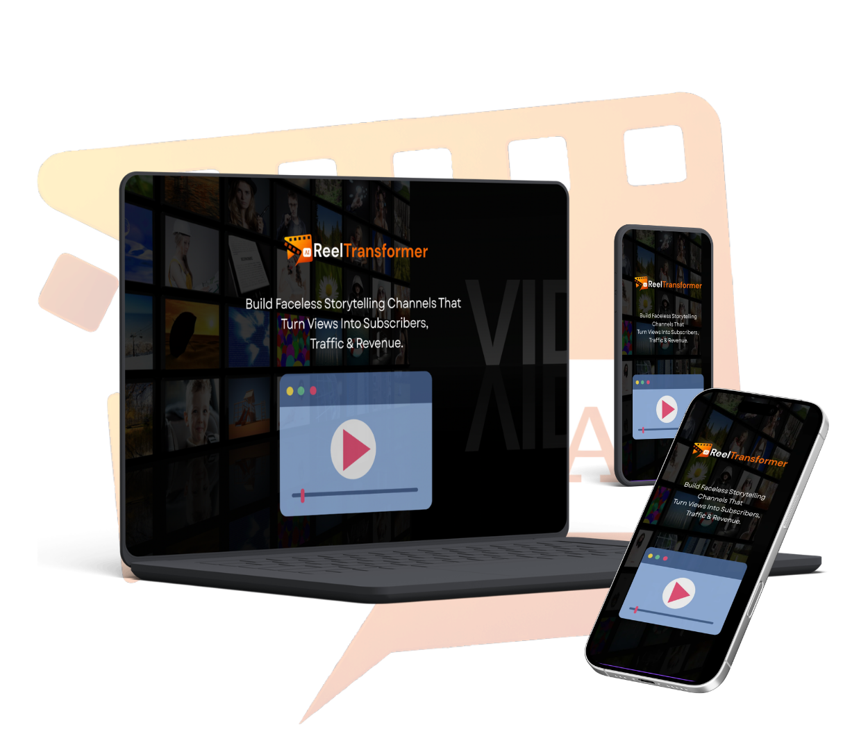 ReelTransformer shown on laptop and mobile